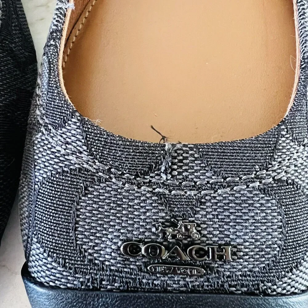 COACH Chelsea Black Gray Signature Canvas Logo Print Ballerina Flats - US 8.5 - Picture 5 of 10